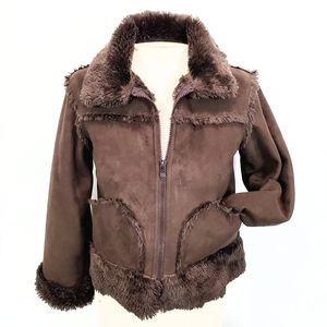 Copper Key Brown Suede & Fur Jacket Size 10/12 Kid